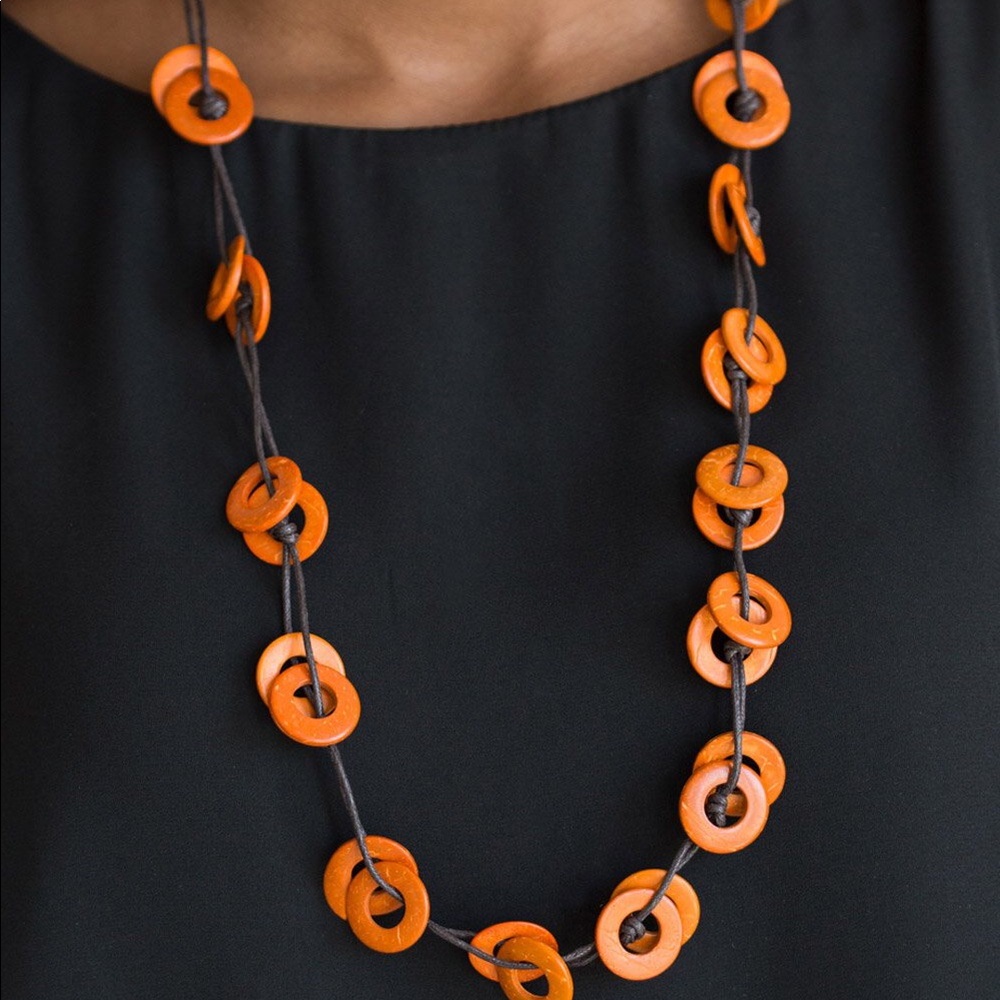 Orange Wooden Necklace
